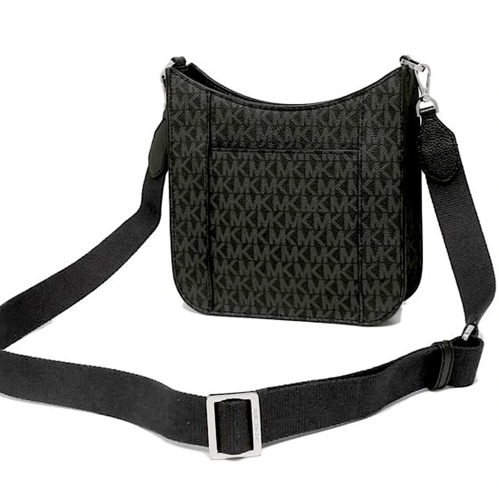 MICHAEL KORS Briley Small Logo Messenger Bag BLACK SIGNATURE COLOR